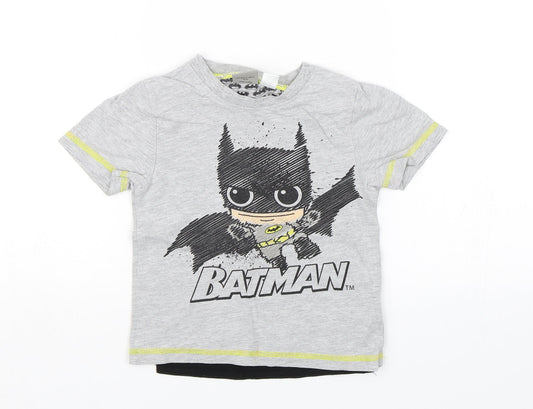 Primark Boys Grey   Basic T-Shirt Size 2-3 Years  - Batman