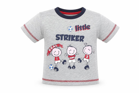 Front view of Matalan Baby Grey Basic T-Shirt, size 9-12, Months - Little striker