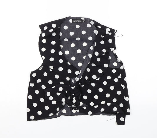 PRETTYLITTLETHING Womens Black Polka Dot  Basic Blouse Size 12