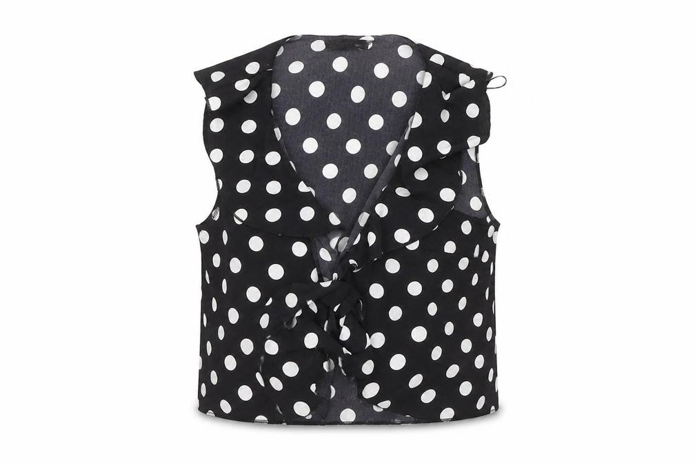 PRETTYLITTLETHING Womens Black Polka Dot  Basic Blouse Size 12