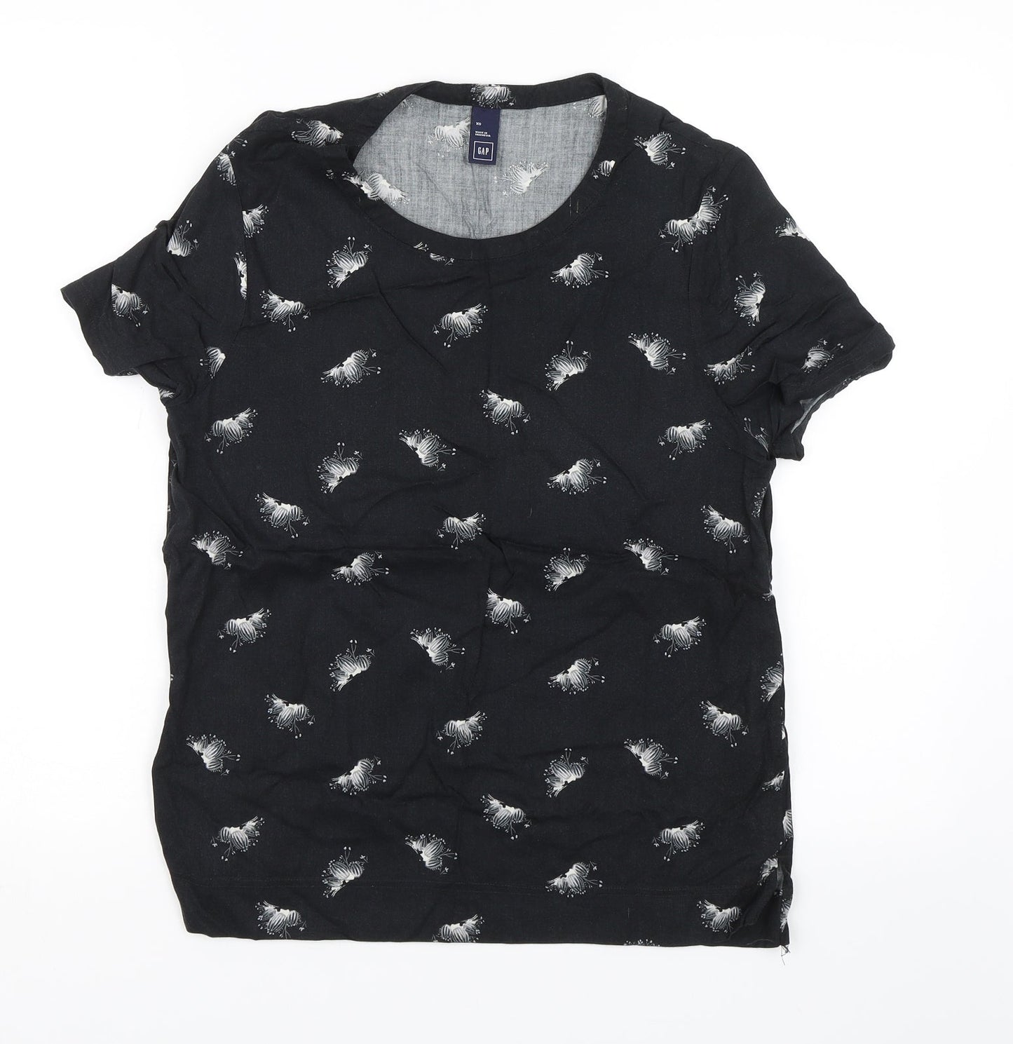 Gap Womens Black Floral  Basic T-Shirt Size XS