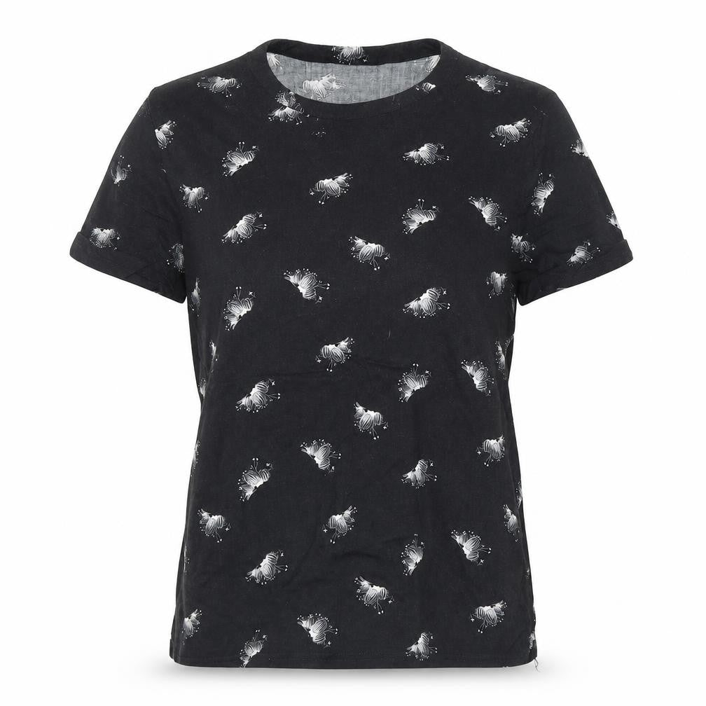 Gap Womens Black Floral  Basic T-Shirt Size XS