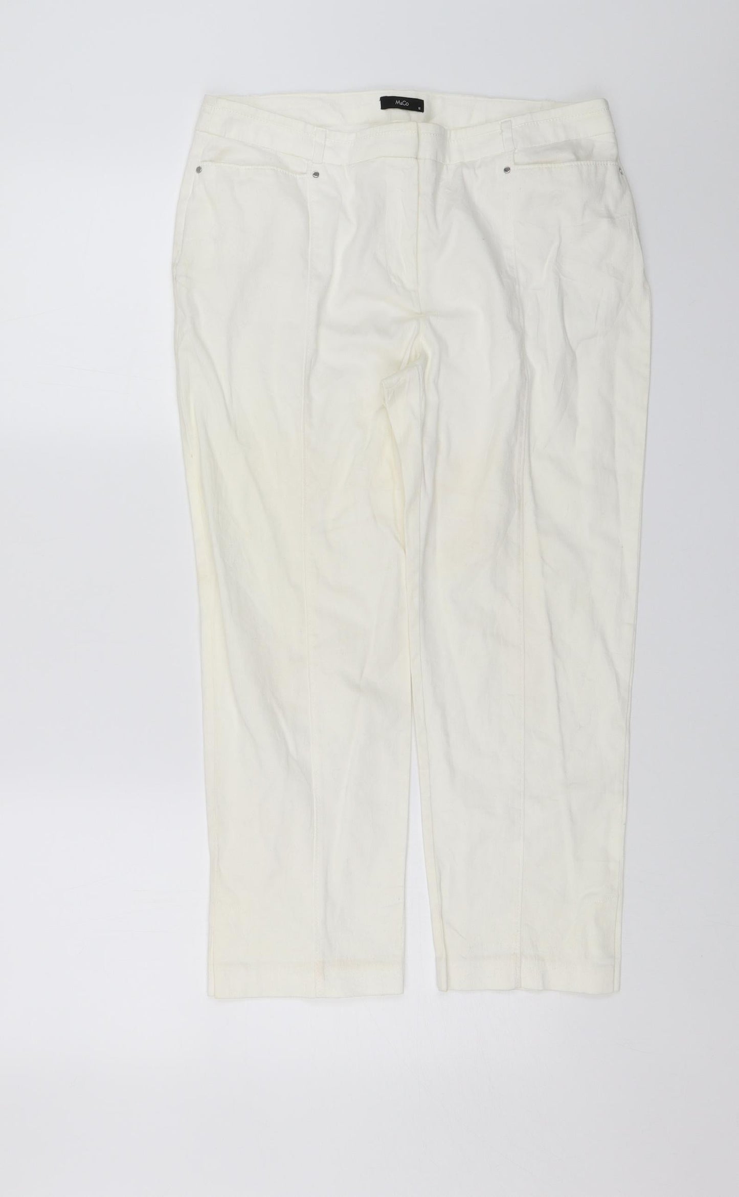 M&Co Womens White   Chino Trousers Size 12 L22 in
