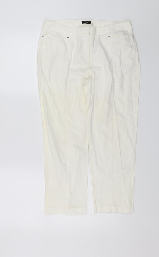 M&Co Womens White   Chino Trousers Size 12 L22 in