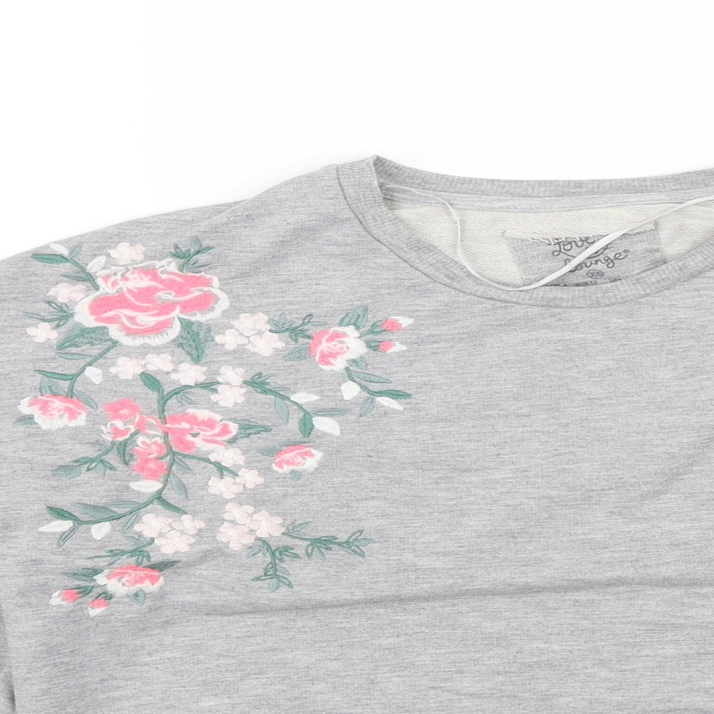 Love to Lounge  Womens Grey Floral  Pullover Jumper Size XS