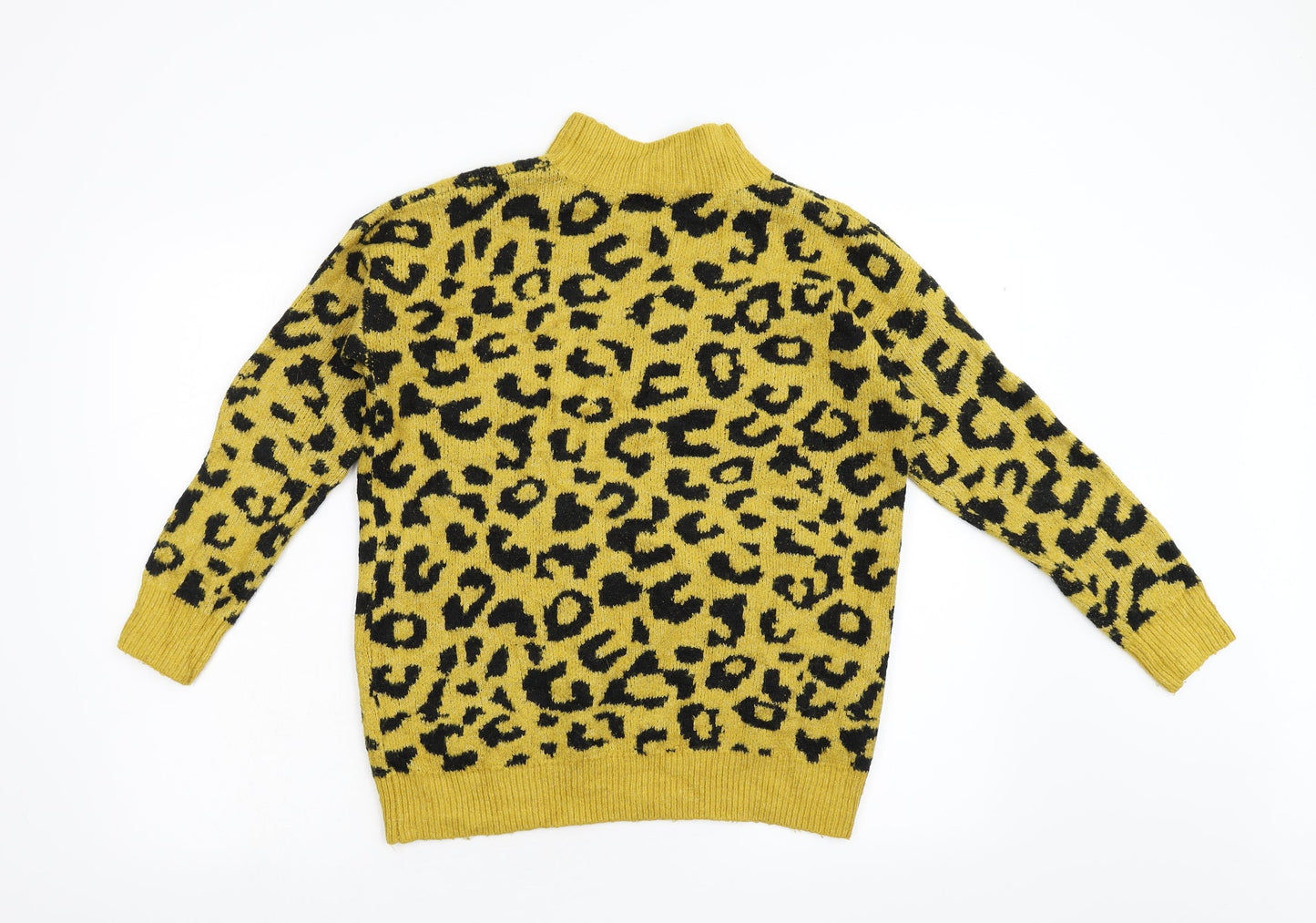 Quiz Womens Yellow Animal Print Knit Pullover Jumper Size S
