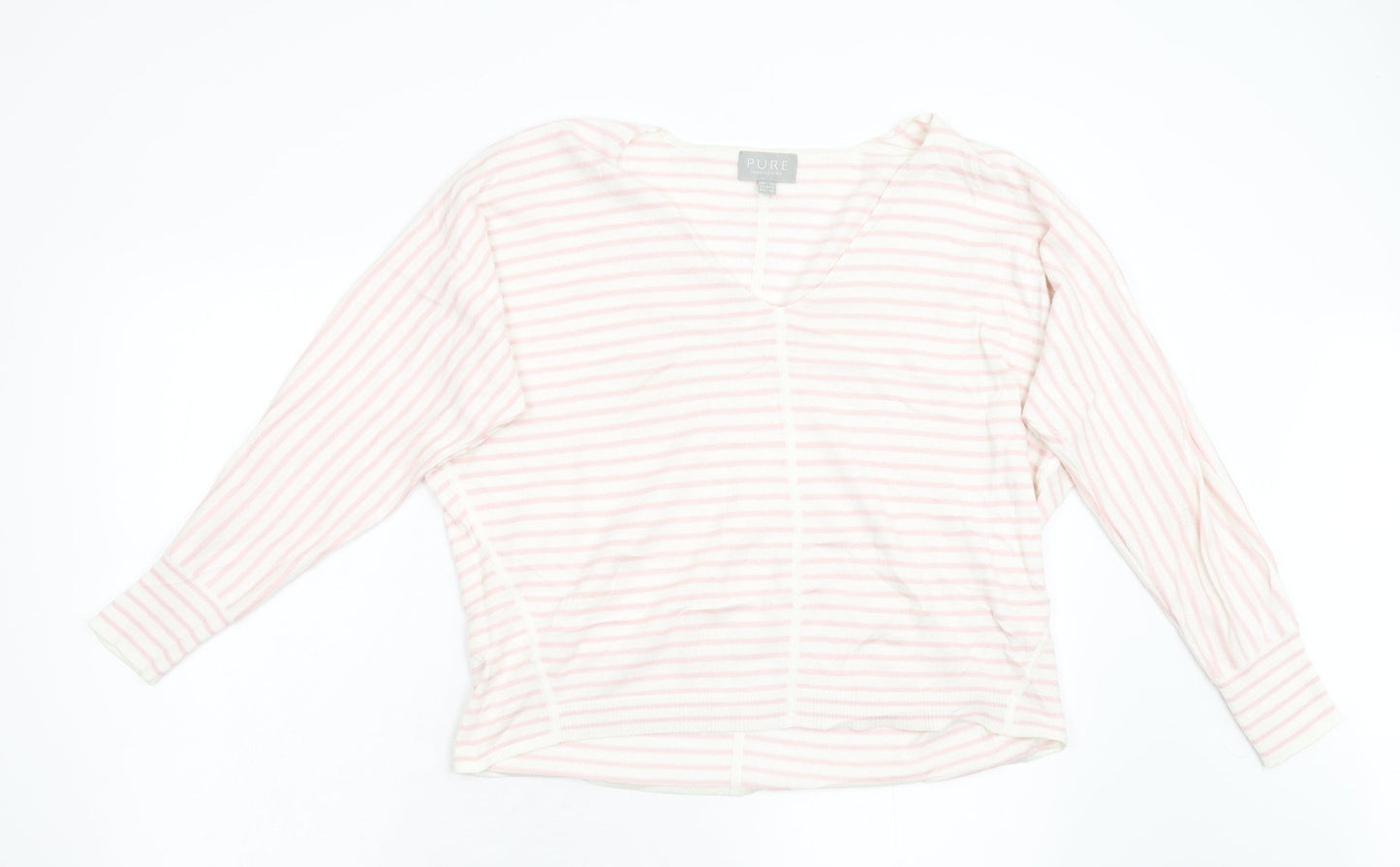 Pure Womens Pink Striped Knit Pullover Jumper Size 14