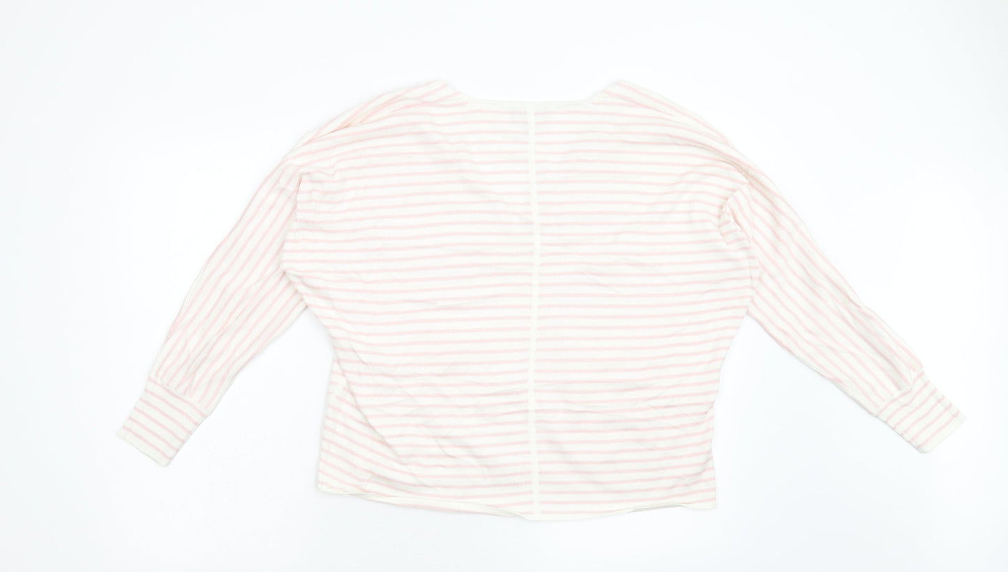 Pure Womens Pink Striped Knit Pullover Jumper Size 14