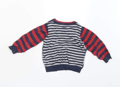 Preloved BHS Boys Multicoloured Striped Knit Pullover Jumper Size 3 Years - Back