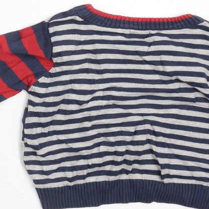 Preloved BHS Boys Multicoloured Striped Knit Pullover Jumper Size 3 Years - Label