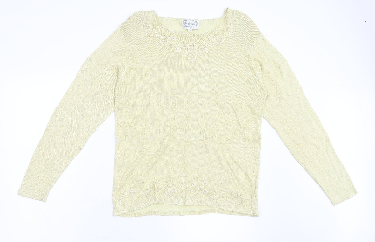 Fay Louise Womens Yellow  Knit Pullover Jumper Size L
