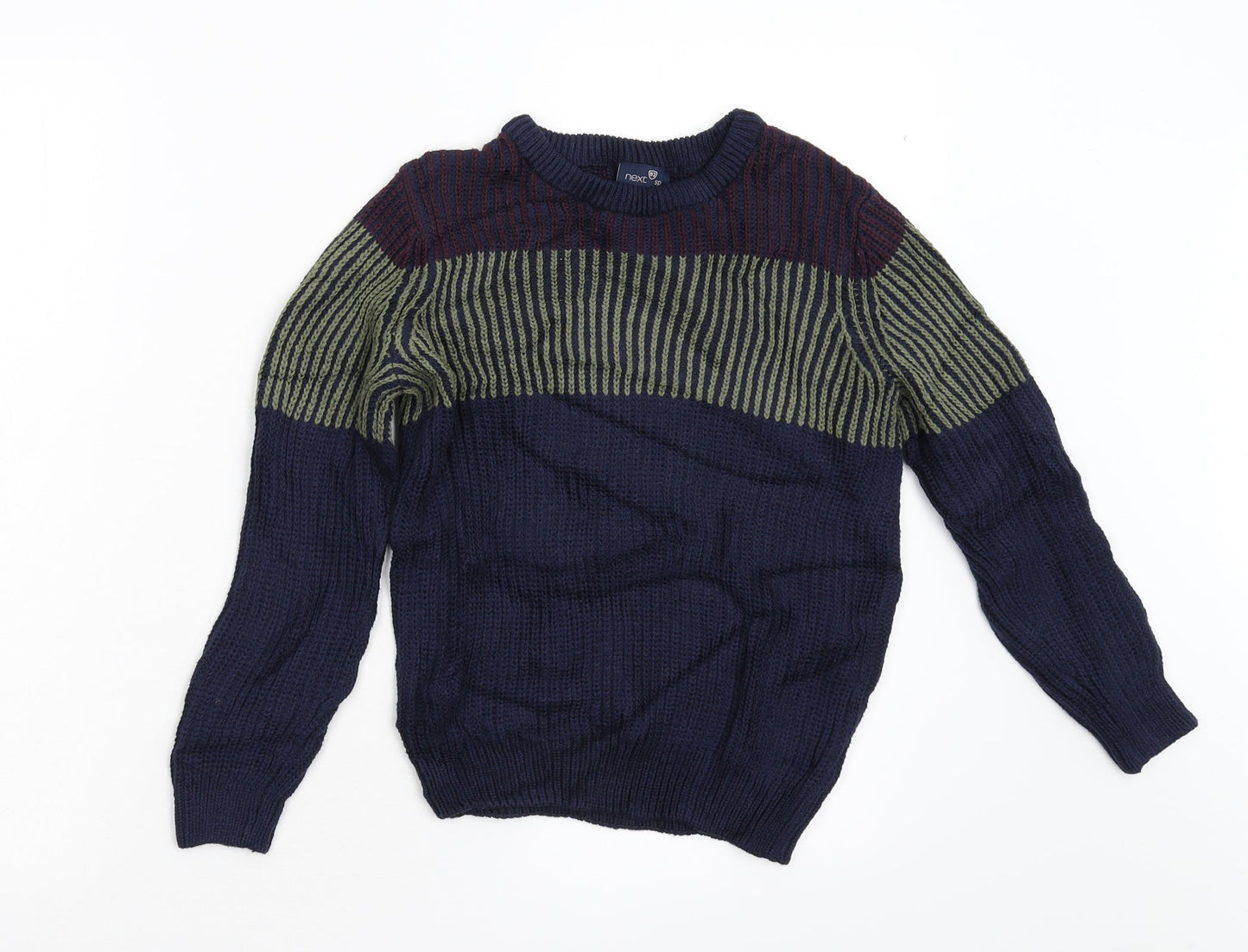 NEXT Girls Beige Striped  Pullover Jumper Size 7 Years