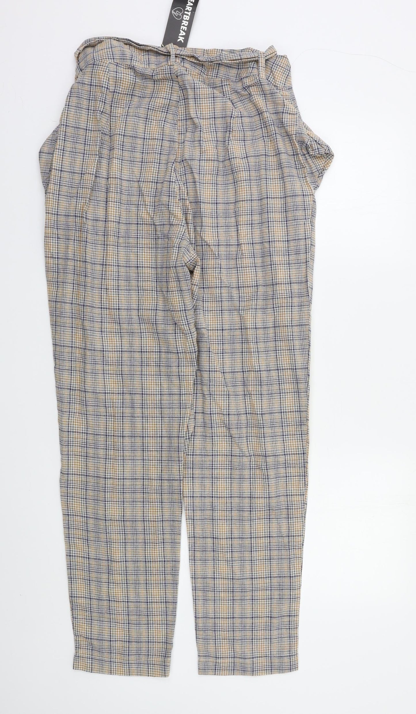 HEARTBREAK Womens Beige Check  Trousers  Size 12 L27 in