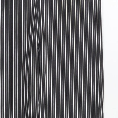 PRETTYLITTLETHING Womens Black Striped  Trousers  Size 6 L23 in
