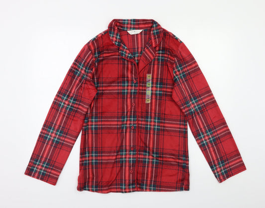 M&S Womens Red Check  Top Pyjama Top Size XS
