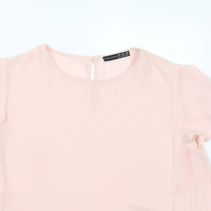 Close-up detail of Atmosphere women’s pink basic blouse, size UK 12