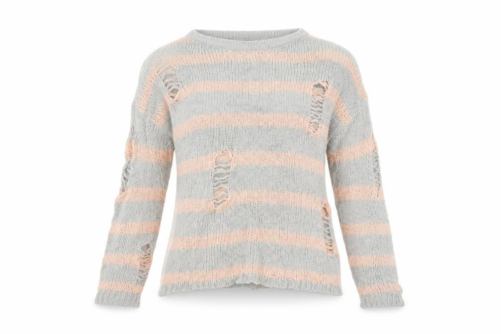 Primark Womens Grey Striped  Pullover Jumper Size M