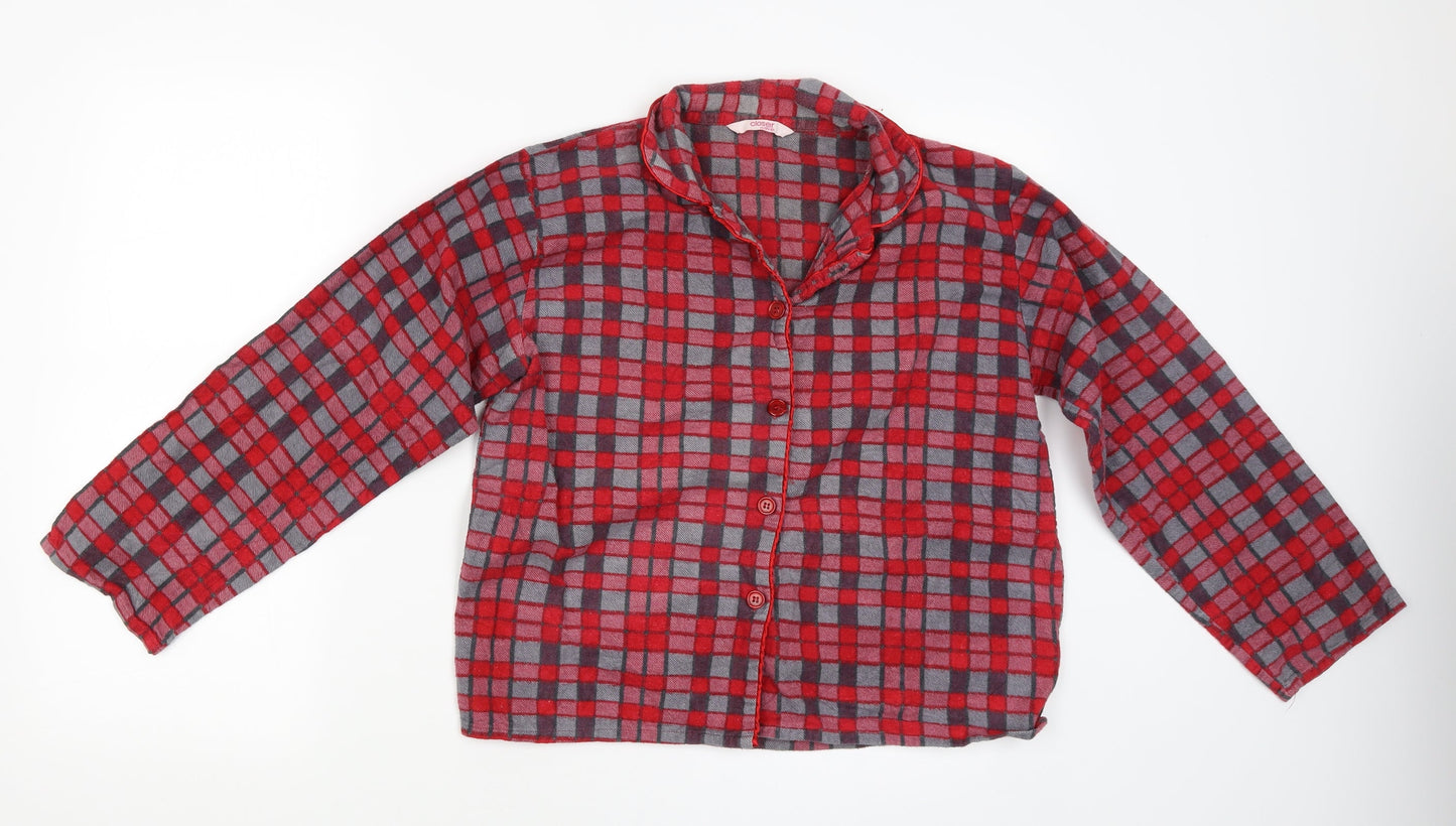 Closer with Evie Womens Red Check  Basic Button-Up Size 10