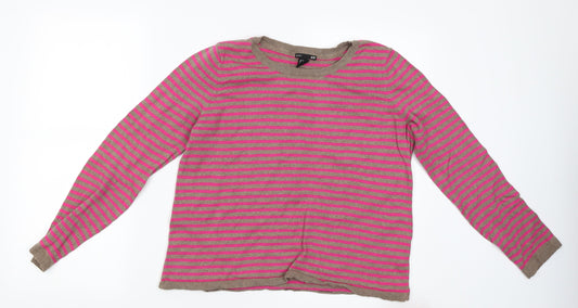 H&M Girls Pink Striped  Pullover Jumper Size M