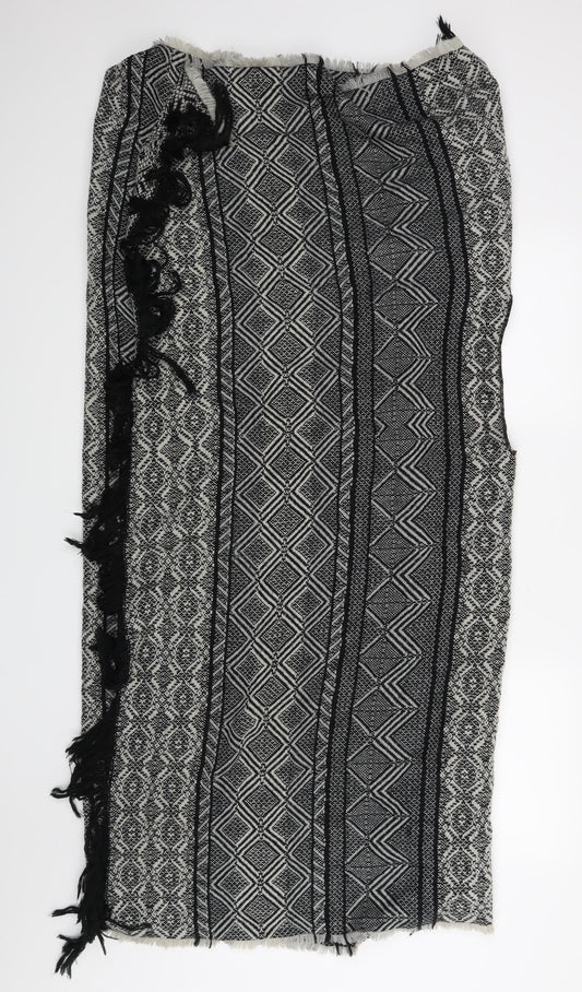 Preworn Womens Black Geometric  Wrap Jumper One Size