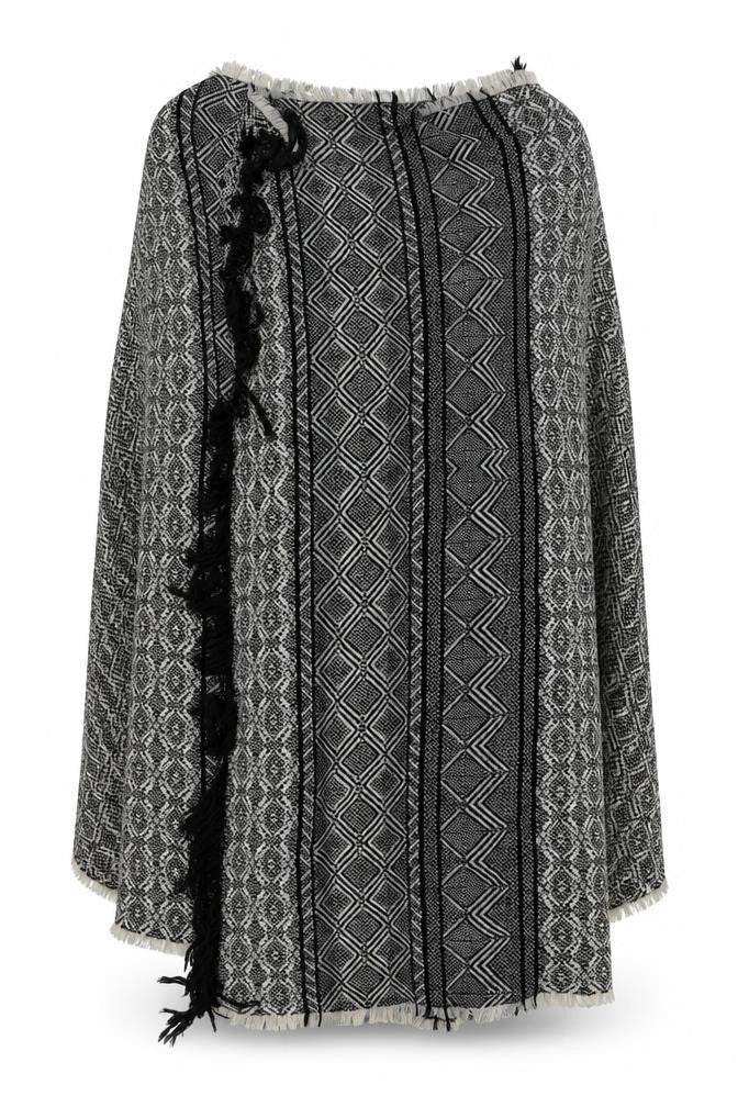 Preworn Womens Black Geometric  Wrap Jumper One Size