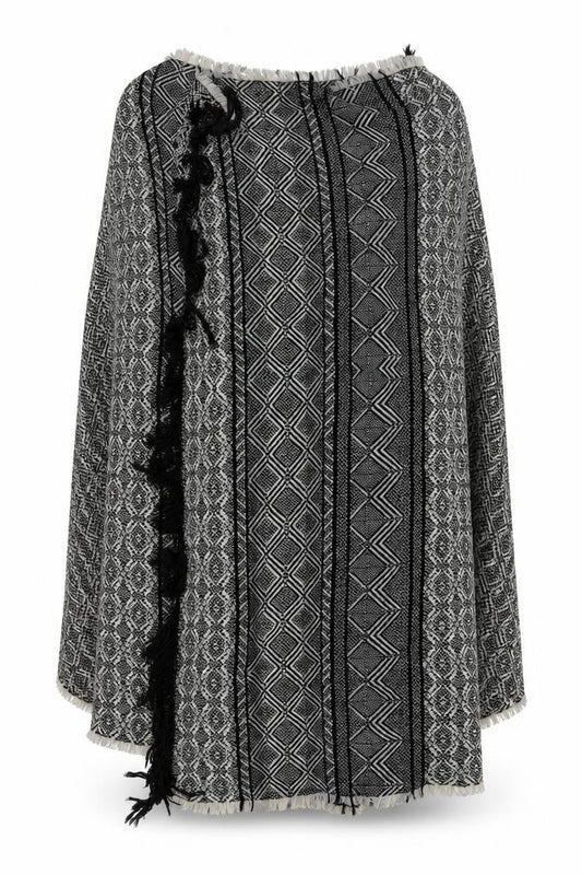 Preworn Womens Black Geometric  Wrap Jumper One Size