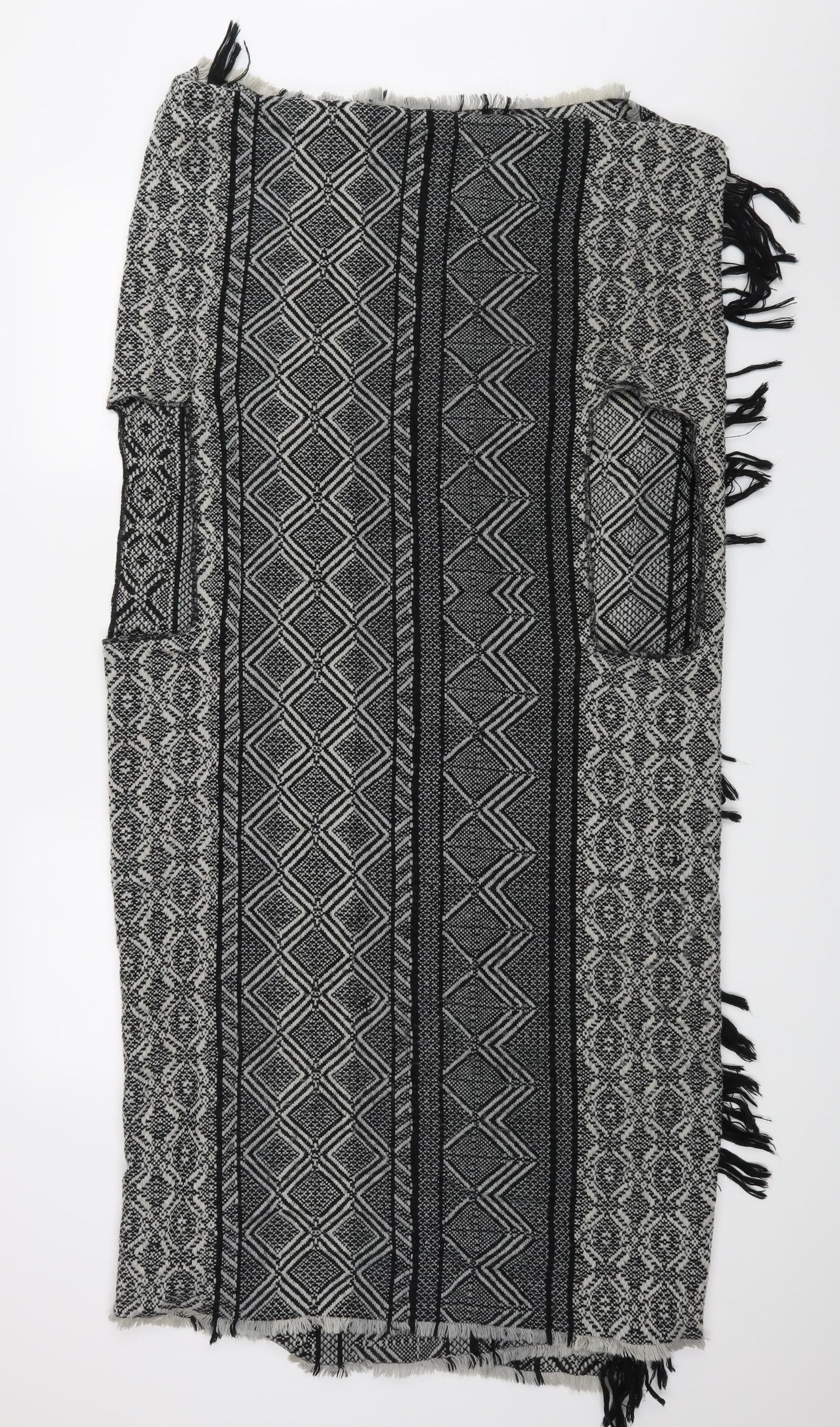 Preworn Womens Black Geometric  Wrap Jumper One Size