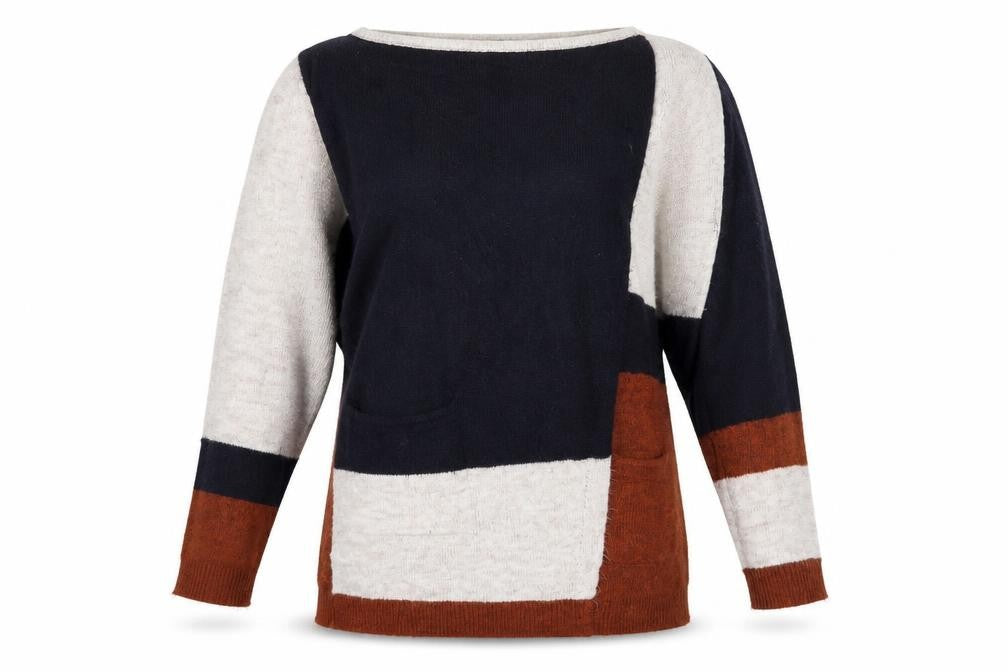 Evans Womens Brown Striped  Wrap Jumper Size 16