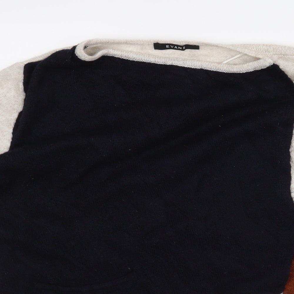 Evans Womens Brown Striped  Wrap Jumper Size 16