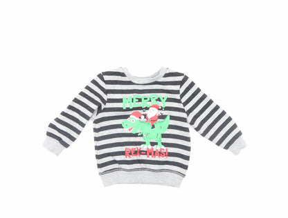 Additional front view of Mini Rebel boys’ multicoloured striped jumper, size 18-24, months - christmas jumper