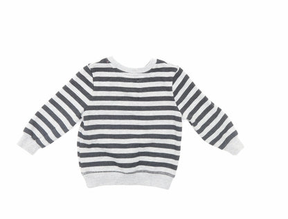 Back view of Mini Rebel boys’ multicoloured striped jumper, size 18-24, months - christmas jumper