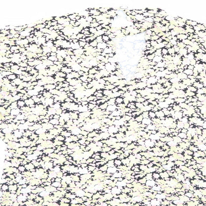 Brand and care label for Miss Selfridge women’s multicoloured floral basic blouse, size UK 8