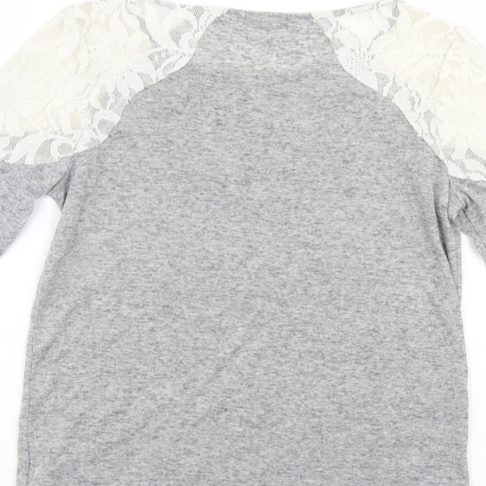 F&F Womens Grey Floral  Pullover Jumper Size 8