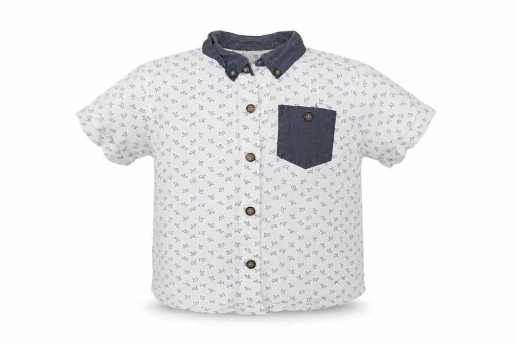 Preworm Boys White Animal Print   Button-Up Size 3 Years  - Birds