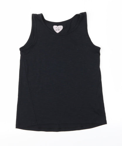 Additional front view of F&F girls’ black basic tank, size 8-9, years - summer