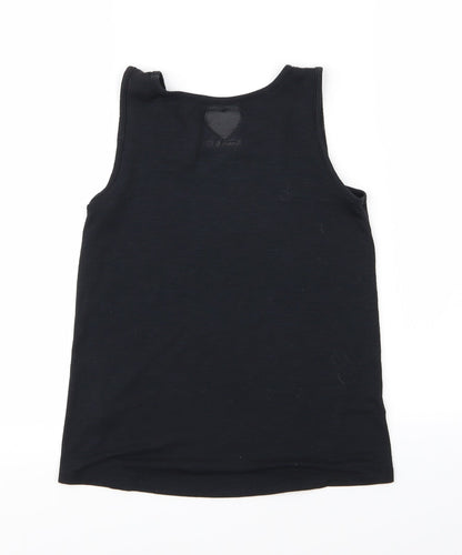 Back view of F&F girls’ black basic tank, size 8-9, years - summer