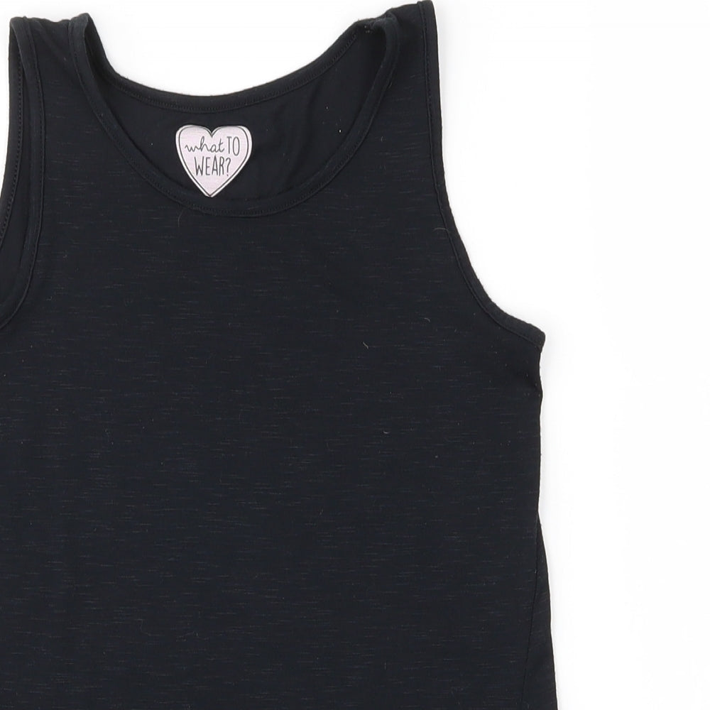 F&F Girls Black   Basic Tank Size 8-9 Years  - Summer