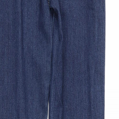 Brand and care label for Denim Co. women’s blue straight jeans, size UK 8, 36-inch leg