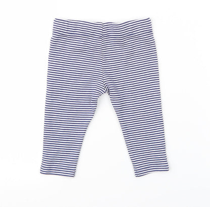 Back view of F&F boys’ blue striped leggings, size 3-6, months
