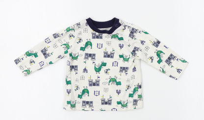 Additional front view of Nutmeg Baby White Basic T-Shirt, size 3-6, Months