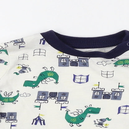 Close-up detail of Nutmeg Baby White Basic T-Shirt, size 3-6, Months