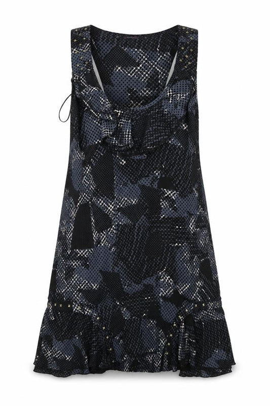 Front view of Miss Selfridge women’s blue a-line, size UK 10