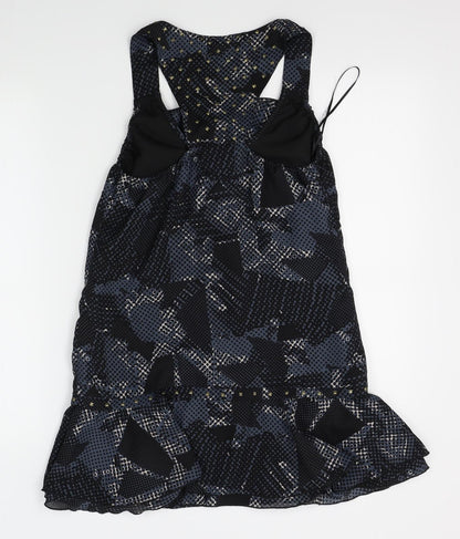 Back view of Miss Selfridge women’s blue a-line, size UK 10