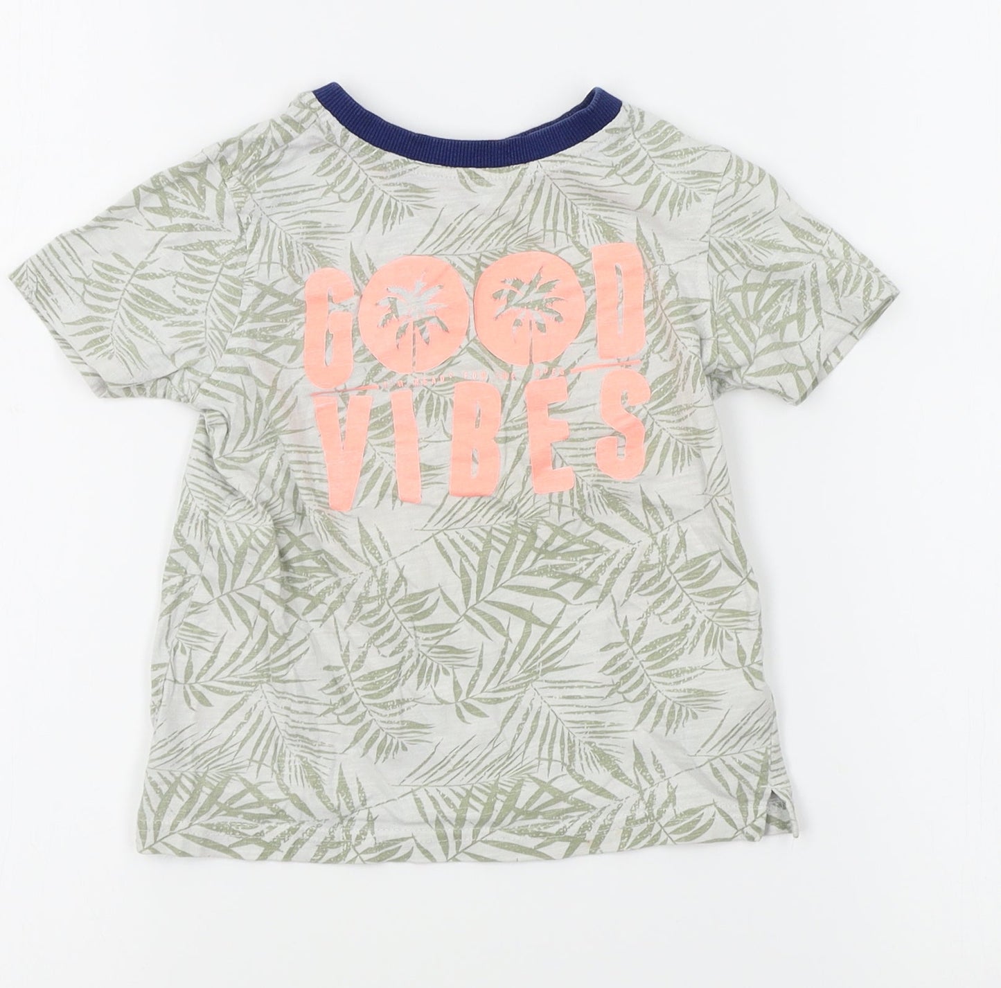George Boys Green Floral  Basic T-Shirt Size 3-4 Years  - good vibes