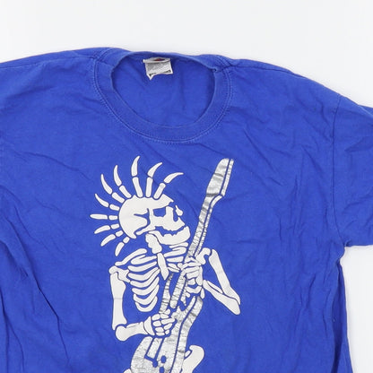 Preloved Fruit of the Loom Boys Blue   Basic T-Shirt Size 7-8 Years  - skeleton - Detail