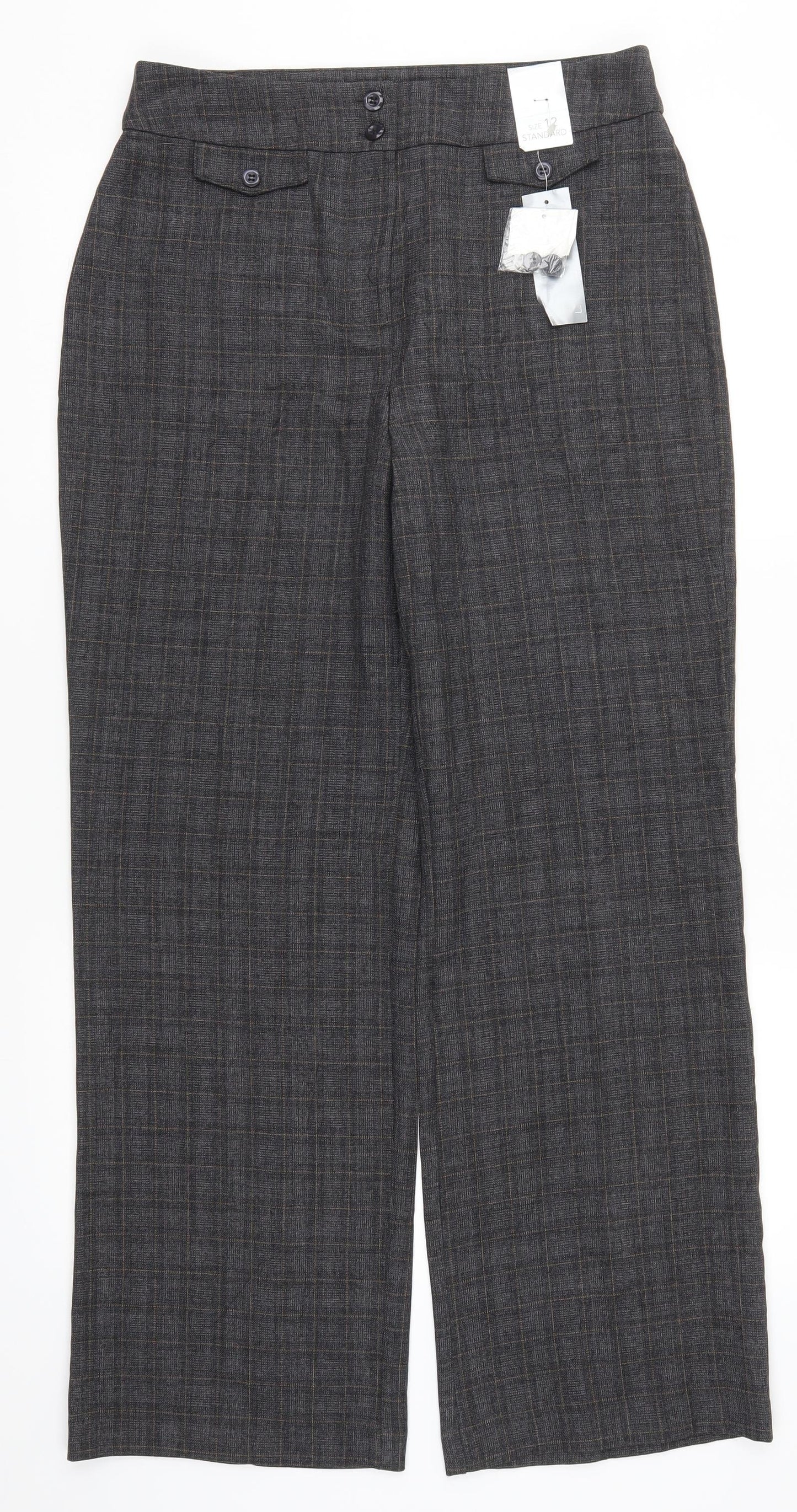 Isle Womens Grey Check  Trousers  Size 12 L29 in