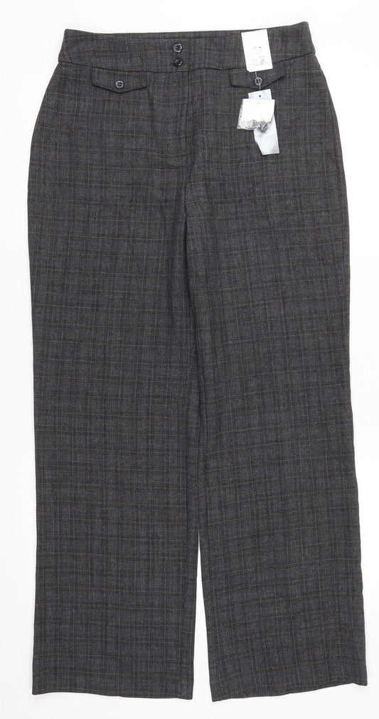 Isle Womens Grey Check  Trousers  Size 12 L29 in