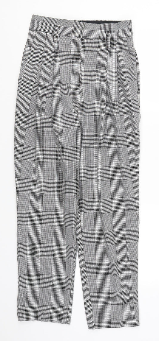 H&M Womens Grey Houndstooth  Trousers  Size 6 L26 in