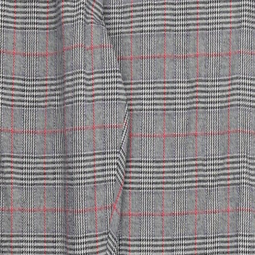 Marks and Spencer Womens Grey Check  Trousers  Size 16 L28 in - Red