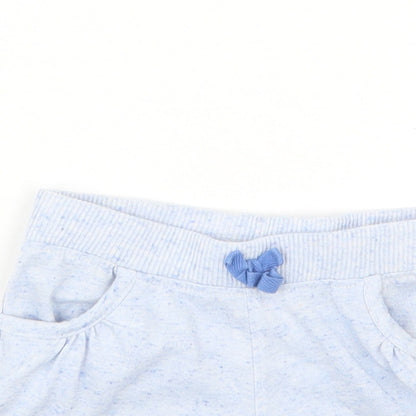 Close-up detail of E-vie Angel girls’ blue boyfriend shorts, size 5, years